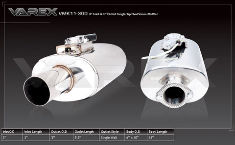 XFORCE Varex Muffler Oval Single Tip Stainless Steel 3"