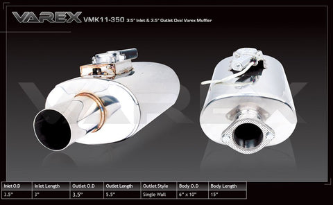 XFORCE Universal Varex Muffler Oval Single Tip Stainless Steel 3.5"