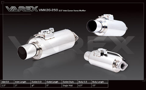 XFORCE Universal Varex Muffler Round Cannon Stainless Steel 2.5"