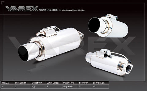 XFORCE Universal Varex Muffler Round Cannon Stainless Steel 3.5"