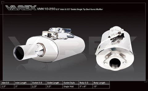 XFORCE Universal Varex Muffler Oval Single Tip Stainless Steel 2.5"